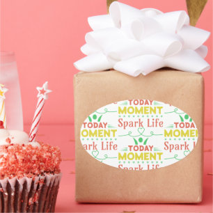 Adesivo Oval Momento Atual, Saco de Tote Life Spark