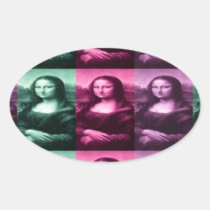 Adesivo Oval Mona Lisa Green Pink Purple