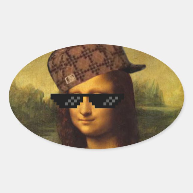 Adesivo Oval Mona Lisa Thug Life Art Life (Frente)