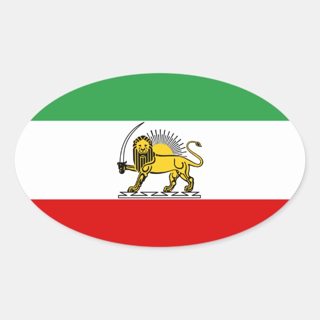 Adesivo Oval Monarquia Constitucional da bandeira iraniana (190 (Frente)