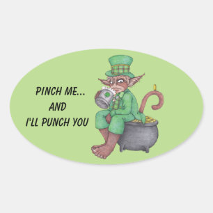 Adesivo Oval Monkey Gnome Leprechaun Stickers