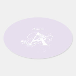 Adesivo Oval Monografia de Tipografia Simples e Elegante lavand