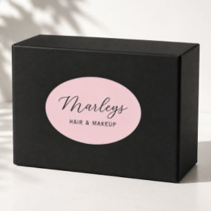Adesivo Oval Monograma Comercial de Letra Moderna Rosa