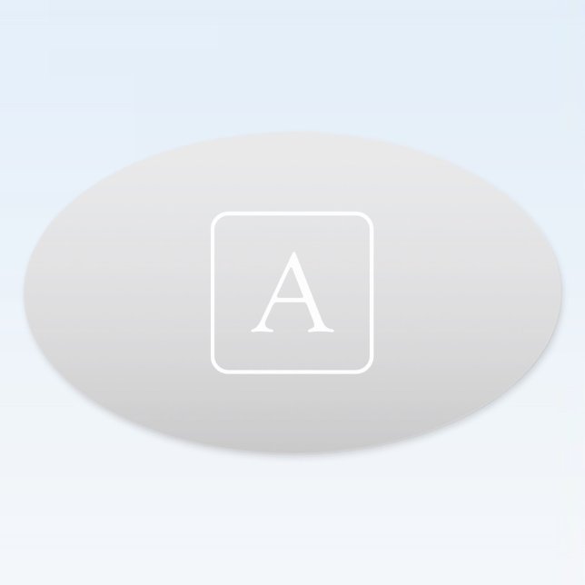 Adesivo Oval Monograma de Apelido de Gradação de Cinzas Claras (Criador carregado)