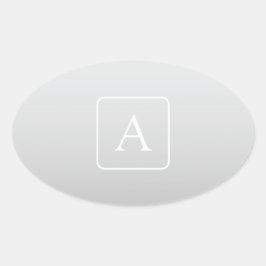 Adesivo Oval Monograma de Apelido de Gradação de Cinzas Claras