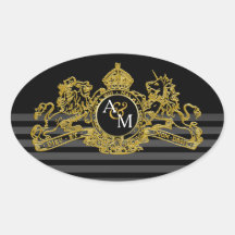 Monograma de Emblem Regual de Leão Dourado Negro