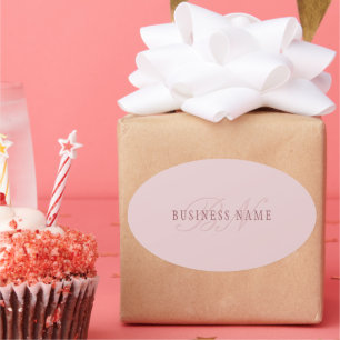 Adesivo Oval Monograma Elegante   Ouro Rosa