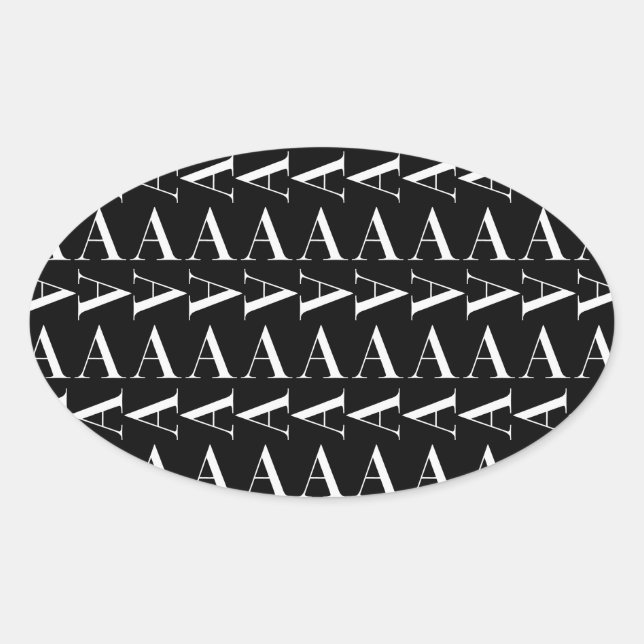 Adesivo Oval Monograma - Letra Inicial A, Escolher Cor de Fundo (Frente)