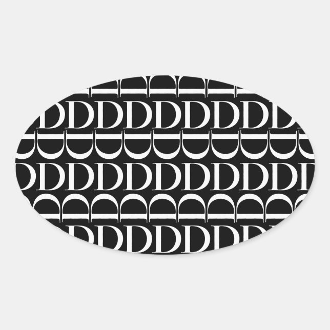 Adesivo Oval Monograma - Letra Inicial D (Frente)