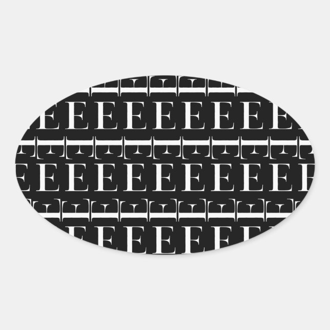 Adesivo Oval Monograma - Letra Inicial E (Frente)