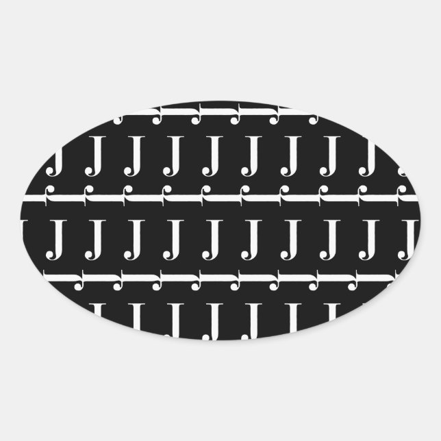 Adesivo Oval Monograma - Letra Inicial J (Frente)