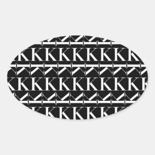 Adesivo Oval Monograma - Letra inicial K