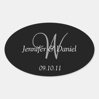 Adesivo Oval Monograma Personalizado com Rótulos de Vinho