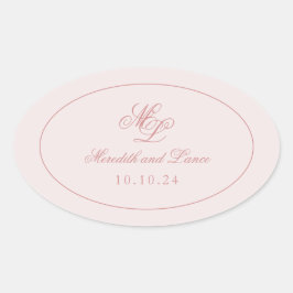 Adesivo Oval Monograma Rosa Simples Elegante