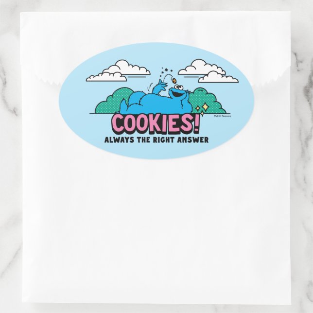 Adesivo Oval Monstro de cookies | Cookies Sempre a resposta cer (Bolsa)