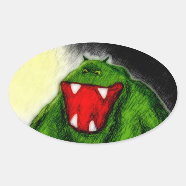 Adesivo Oval Monstro Noturno (Frente)