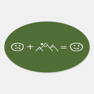 Adesivo Oval Montanhas fazem você feliz