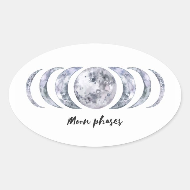 Adesivo Oval Moon Phases (Frente)