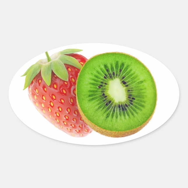 Adesivo Oval Morango e kiwi (Frente)
