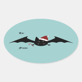 Adesivo Oval Morcego engraçado de Natal