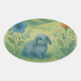 Adesivo Oval Morning Calm – Watercolor Meadow with Bagolo