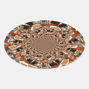 Adesivo Oval Mosaico Mesmerizante de Cores Sushi Brown