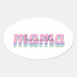 Adesivo Oval Mothers day custom kids name MAMA gift