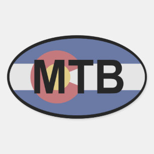 Adesivo Oval Mountain bike da bandeira de Colorado