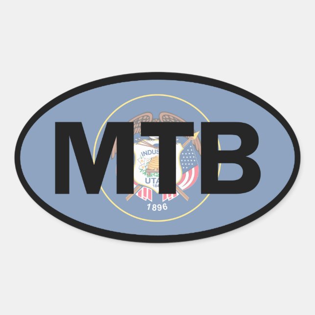 Adesivo Oval Mountain Biking Utah Flag (Frente)