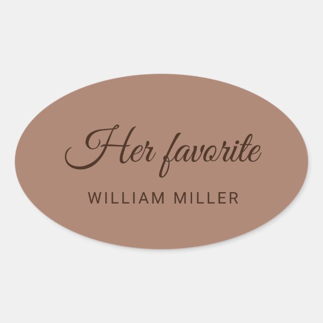 Adesivo Oval Mousse Simples Elegante Mocha com Casamento Monogr (Frente)