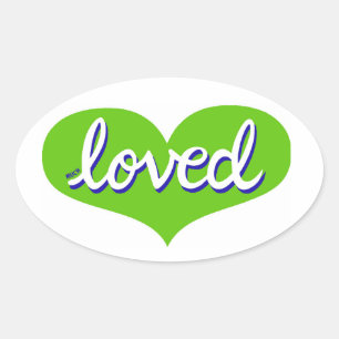 Adesivo Oval Muito Amado - Coração de Amor Verde -