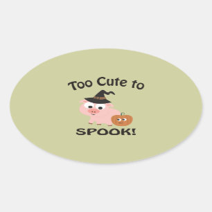 Adesivo Oval Muito bonito para Spook! Pig Witch