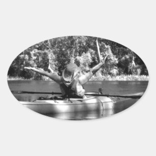 Adesivo Oval mulher kayak