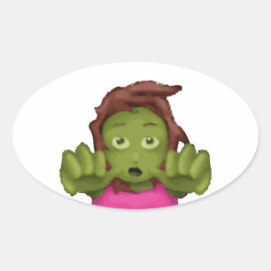 Adesivo Oval mulher zombie emoji