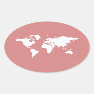 Adesivo Oval Mundo elegante cor-de-rosa