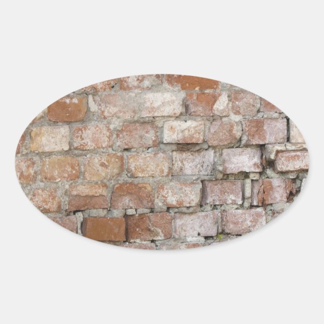 Adesivo Oval Muro de tijolos antigo (Frente)