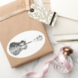 Adesivo Oval Música da Natureza: Forest Landscape Guitar Art