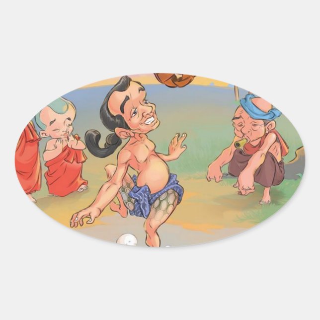 Adesivo Oval Myanmar Chinlone tradicional (Frente)