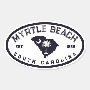 Adesivo Oval Myrtle Beach South Carolina Flag Map Souvenirs