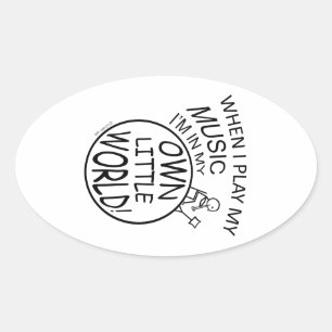Adesivo Oval Na Minha Música Do Mundo Pequeno