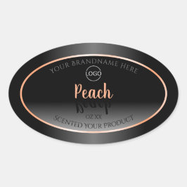 Adesivo Oval Na moda Black White Product Label Peach Frame Logo