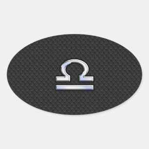 Adesivo Oval Na moda Libra - Símbolo Zodiac - Decoração da Pele