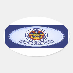 Adesivo Oval Nadador do salvamento da guarda costeira