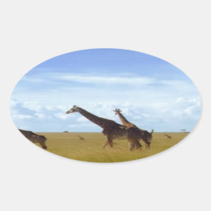 Adesivo Oval Nairobi National Park Giraffe Design