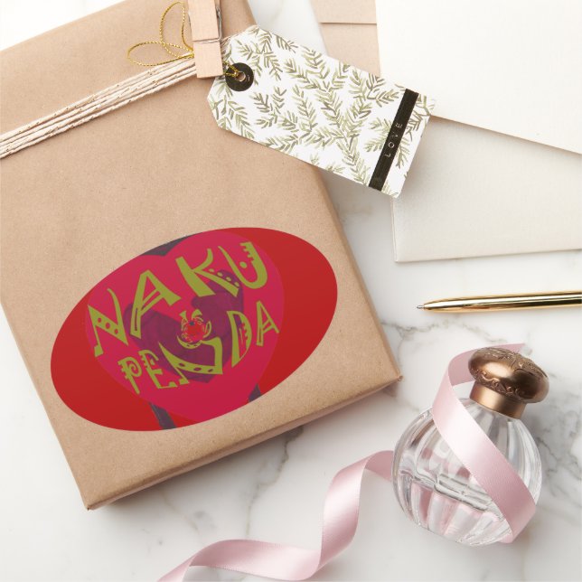 Adesivo Oval Nakupenda Sana Art Impressão Swahili Design (Presentear)