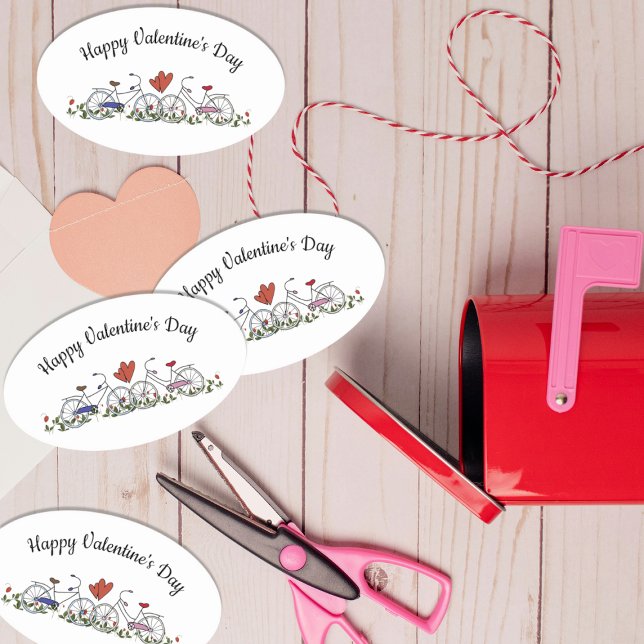 Adesivo Oval Namorados de Lover de Bicicleta (Criador carregado)