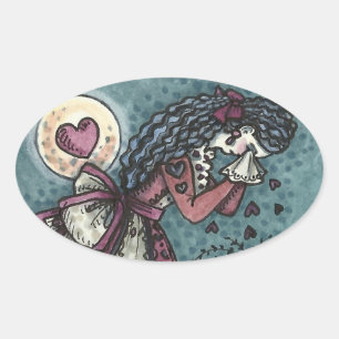 Adesivo Oval Namorados DE SEMANA COM CORAÇÃO QUEBRADA, GÓTICO D