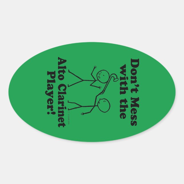 Adesivo Oval Não brinque com o som Oval do Alto Clarinet Player (Frente)