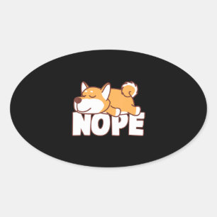 Adesivo Oval Napping shiba inu   presente de nope preguiçoso e