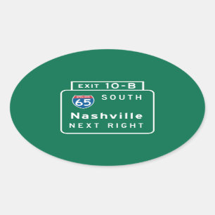 Adesivo Oval Nashville, sinal de estrada do TN